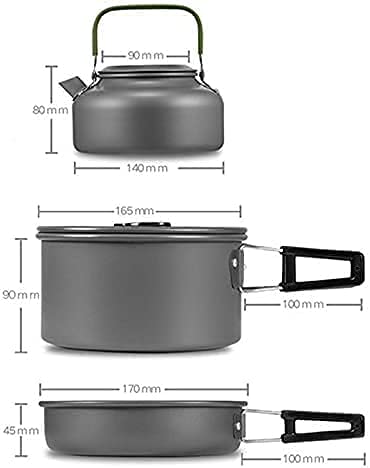 Qtiwe Utensilios de Cocina para Acampar (Camping Cookware Outdoor Libre), Ollas de Aluminio Ligero Plegables