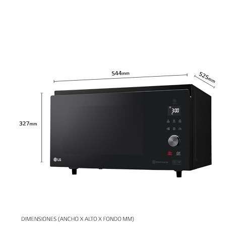 LG MJ3965BPS Horno Microondas 4 en 1, 39 Litros, 1100 W, Display Digital, Smart Inverter y EasyClean, Negro