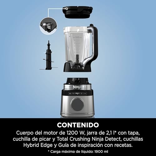 Ninja Detect Power Pro Batidora de Vaso (1200W), Jarra 2 L (1900 ml Máx.), para Smoothies, Picar Verduras y Bebidas Congeladas, Negro, TB201EU