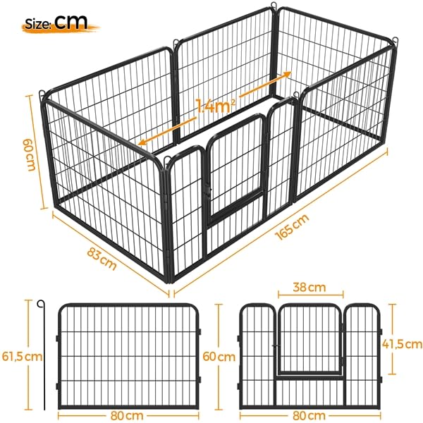 Yaheetech 6 Vallas para Perros, Extensible y Plegable, para Jardín, 80x60 cm