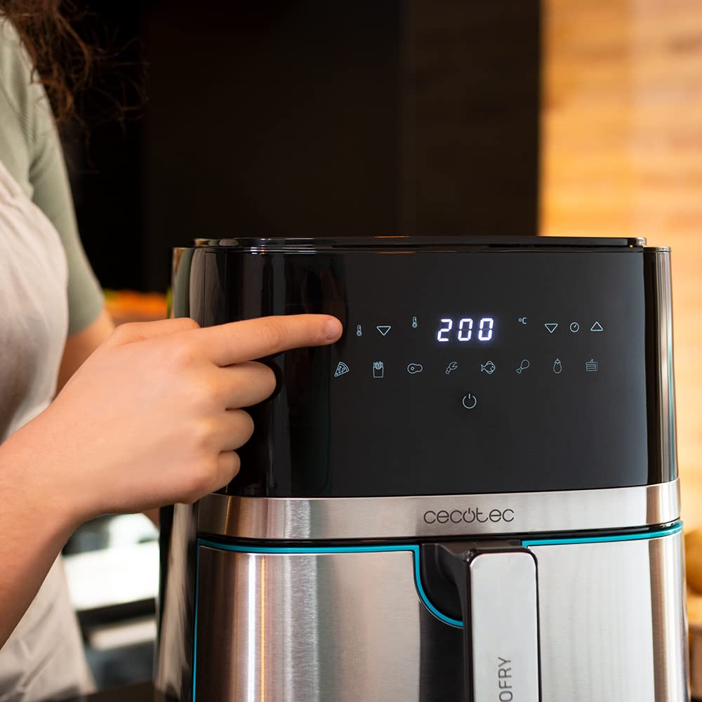 Cecotec Freidora de Aire 5,5 L (Cecofry Full Inox 5500 Pro), 1700 W, Digital Táctil, Acero Inox, 8 Modos, Incluye Accesorios