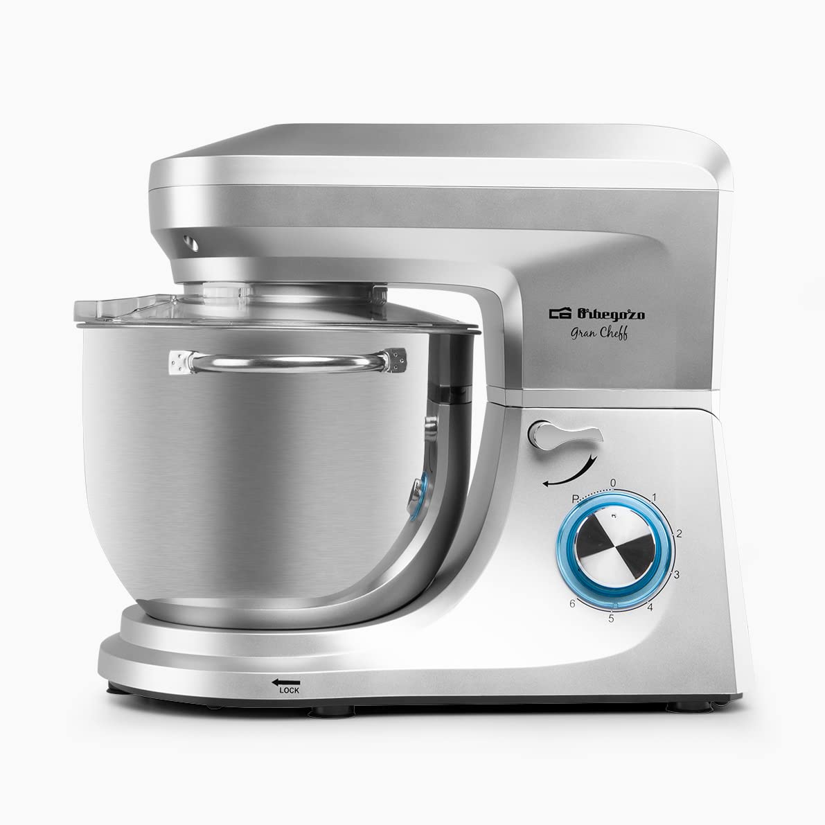 Orbegozo Batidora Amasadora AM 8000, 1800 W, Bol Acero Inoxidable 7 L, 6 Velocidades + PULSE