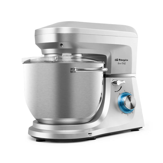 Orbegozo Batidora Amasadora AM 8000, 1800 W, Bol Acero Inoxidable 7 L, 6 Velocidades + PULSE