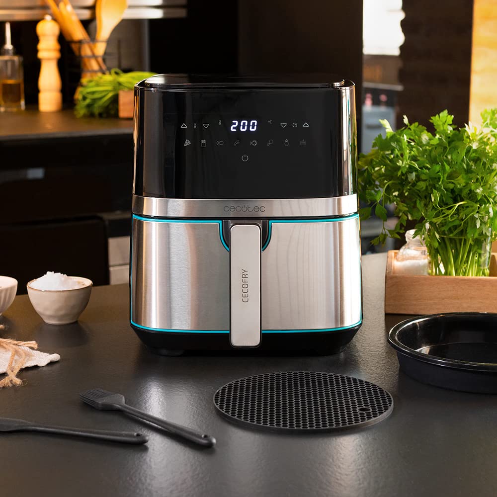 Cecotec Freidora de Aire 5,5 L (Cecofry Full Inox 5500 Pro), 1700 W, Digital Táctil, Acero Inox, 8 Modos, Incluye Accesorios