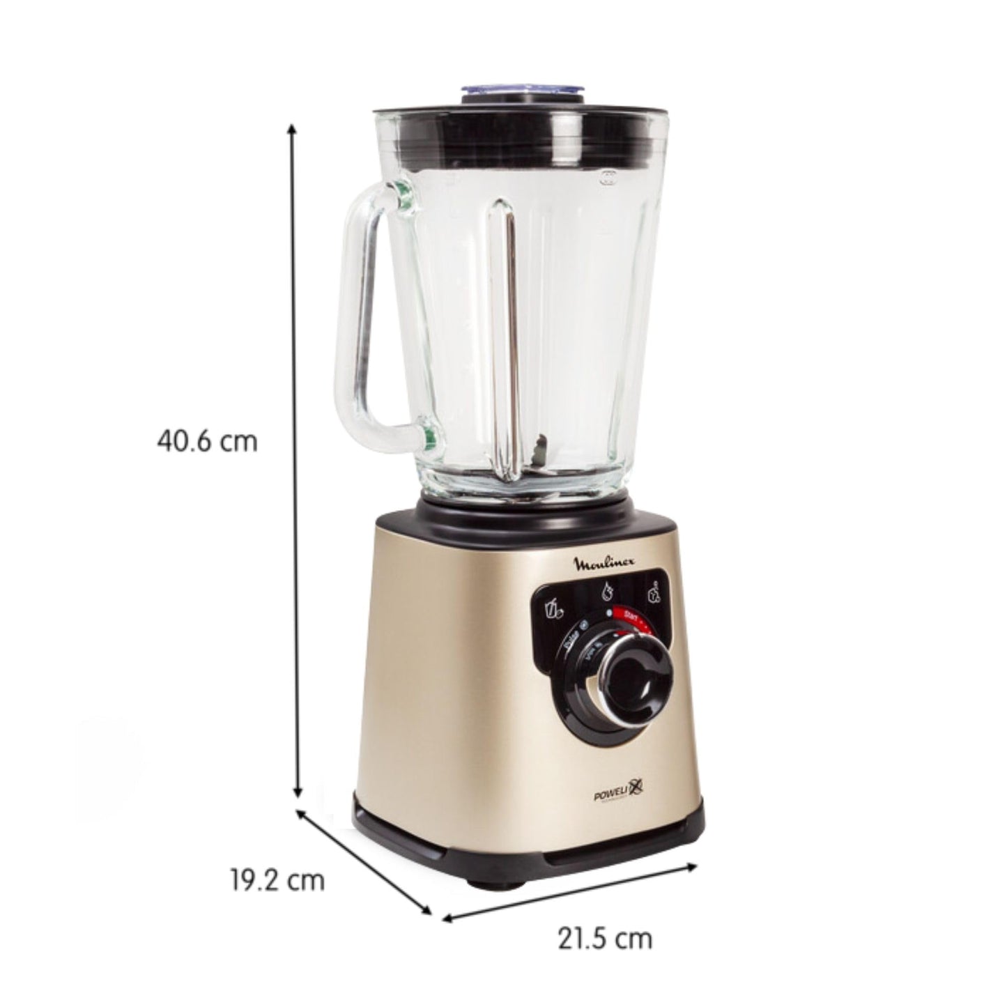 Moulinex Perfect Mix + Batidora de Vaso (1200 W), Cuchillas Powelix, Capacidad 2 L, Sistema de Refrigeración, Tritura Hielo, Limpieza Automática