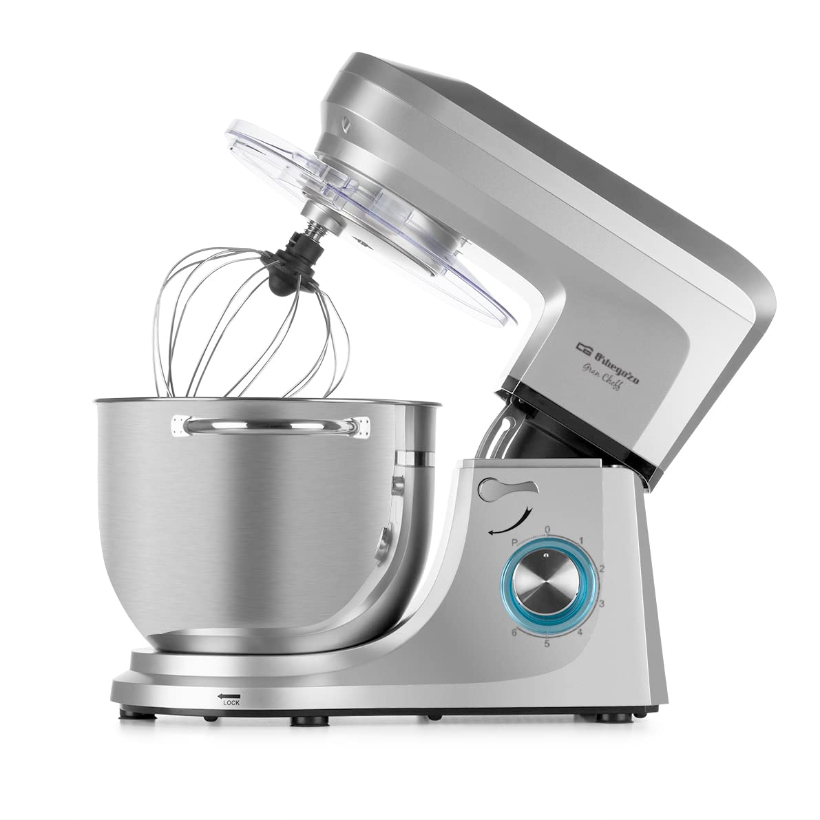 Orbegozo Batidora Amasadora AM 8000, 1800 W, Bol Acero Inoxidable 7 L, 6 Velocidades + PULSE
