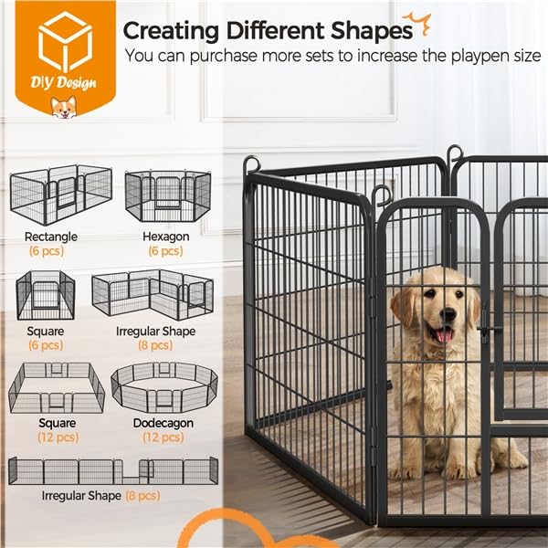 Yaheetech 6 Vallas para Perros, Extensible y Plegable, para Jardín, 80x60 cm