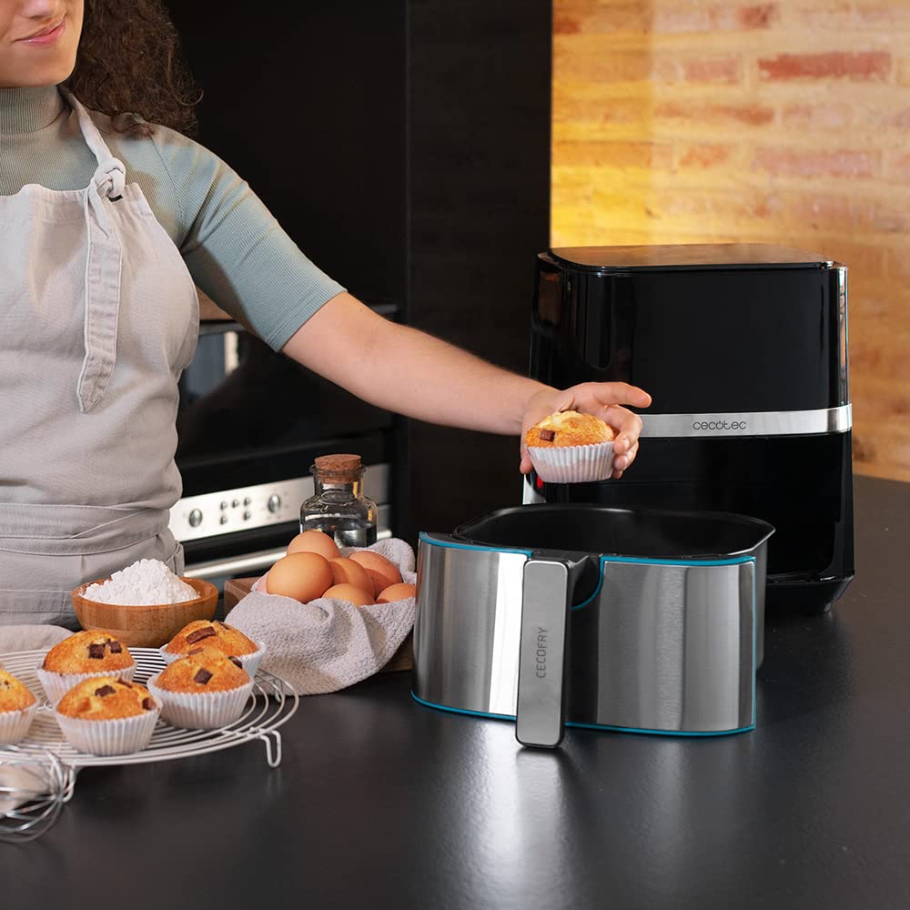 Cecotec Freidora de Aire 5,5 L (Cecofry Full Inox 5500 Pro), 1700 W, Digital Táctil, Acero Inox, 8 Modos, Incluye Accesorios