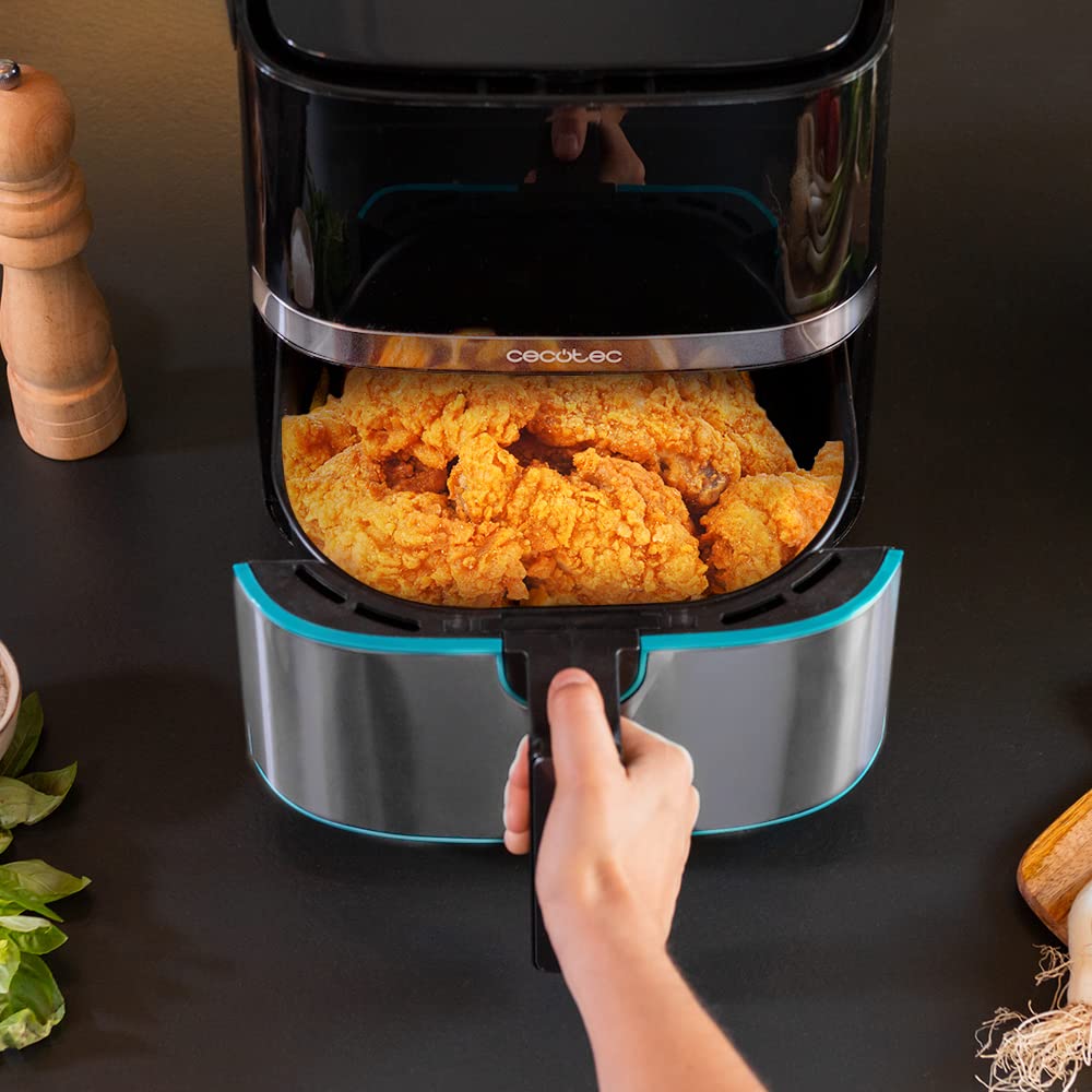Cecotec Freidora de Aire 5,5 L (Cecofry Full Inox 5500 Pro), 1700 W, Digital Táctil, Acero Inox, 8 Modos, Incluye Accesorios