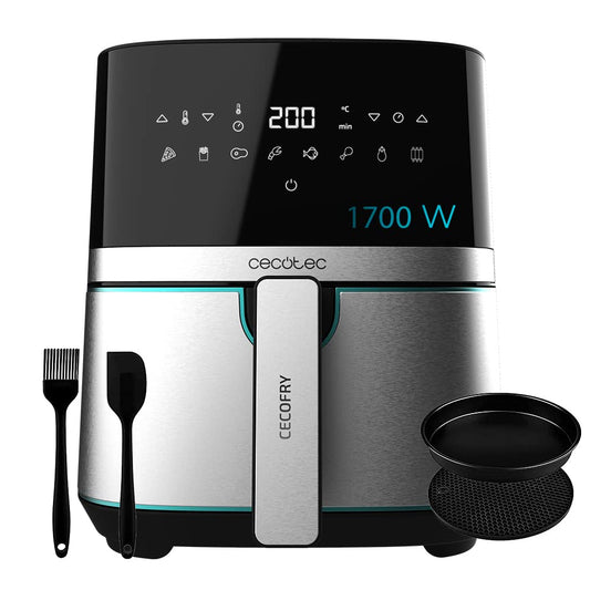 Cecotec Freidora de Aire 5,5 L (Cecofry Full Inox 5500 Pro), 1700 W, Digital Táctil, Acero Inox, 8 Modos, Incluye Accesorios