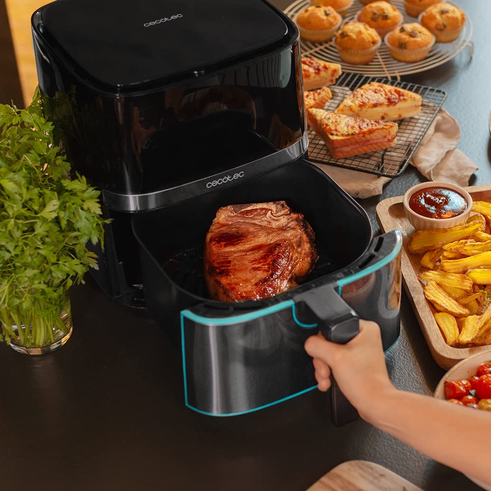 Cecotec Freidora de Aire 5,5 L (Cecofry Full Inox 5500 Pro), 1700 W, Digital Táctil, Acero Inox, 8 Modos, Incluye Accesorios
