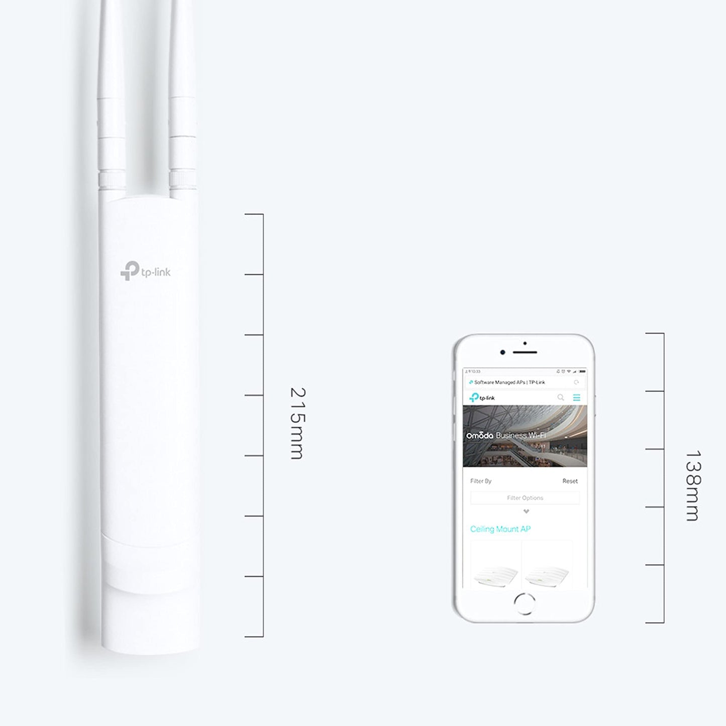 TP-Link Punto de Acceso EAP110-Outdoor (300mbps), para Exteriores, Resistente al Agua, PoE Pasivo