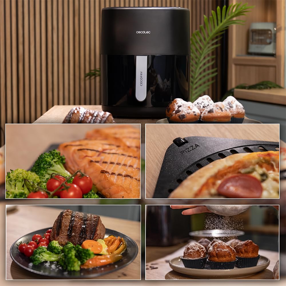 Cecotec Freidora de Aire 6,5L (Cecofry&Grill Duoheat 6500), Doble Resistencia, con Plancha y Grill, 2200W, Digital, Ventana, 40-200°C, 12 Menús