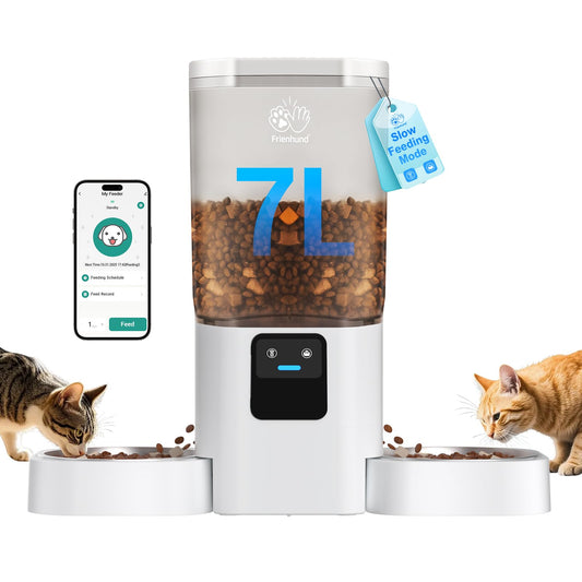 Frienhund Comedero Automático Doble, WiFi 5G, 7L, Compatible con Alexa