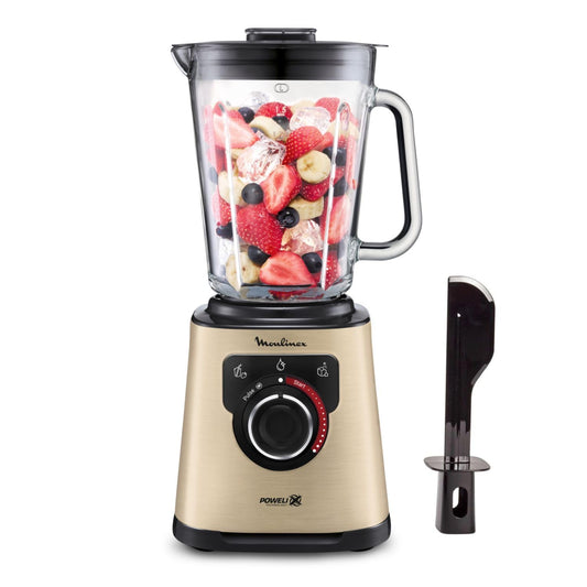 Moulinex Perfect Mix + Batidora de Vaso (1200 W), Cuchillas Powelix, Capacidad 2 L, Sistema de Refrigeración, Tritura Hielo, Limpieza Automática