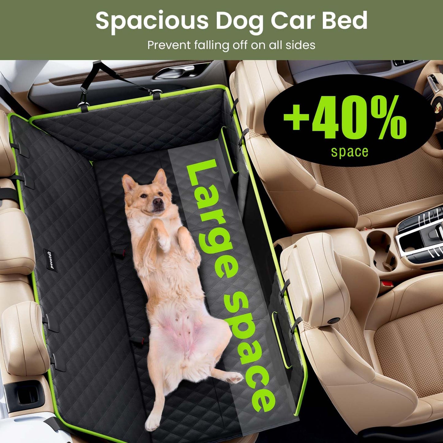 Pecute Funda Coche Perro, Fondo Duro, 3 en 1 (Funda/Extensor/Barrera), Impermeable, hasta 150 kg