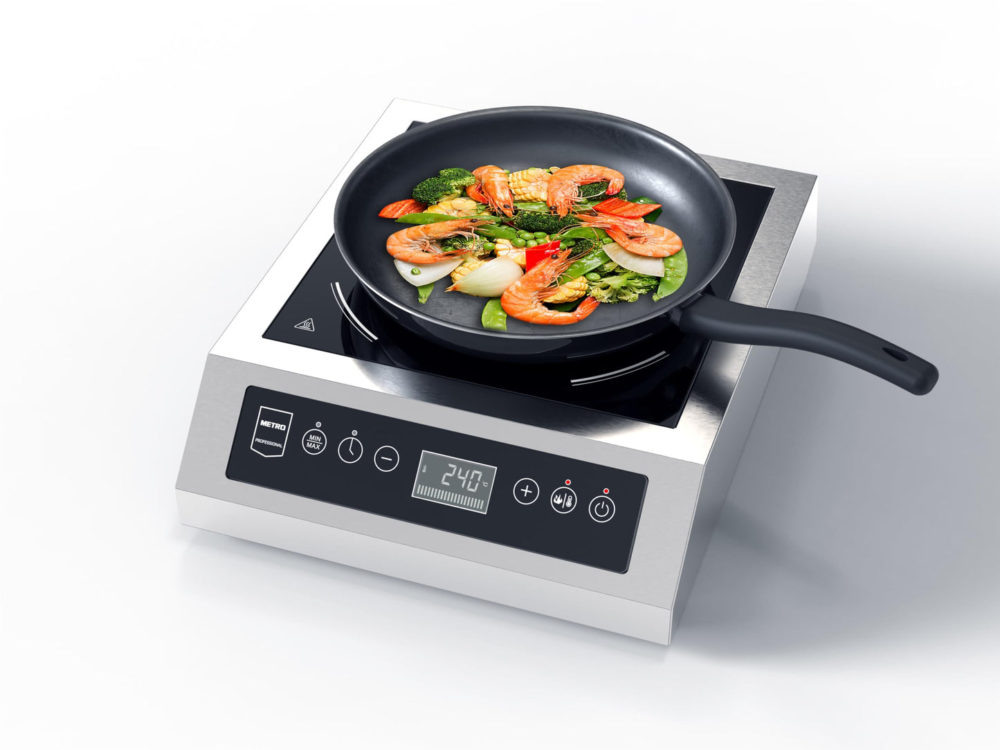 METRO Professional Placa de Inducción Portátil, Acero Inoxidable, Vitrocerámica, 3500 W