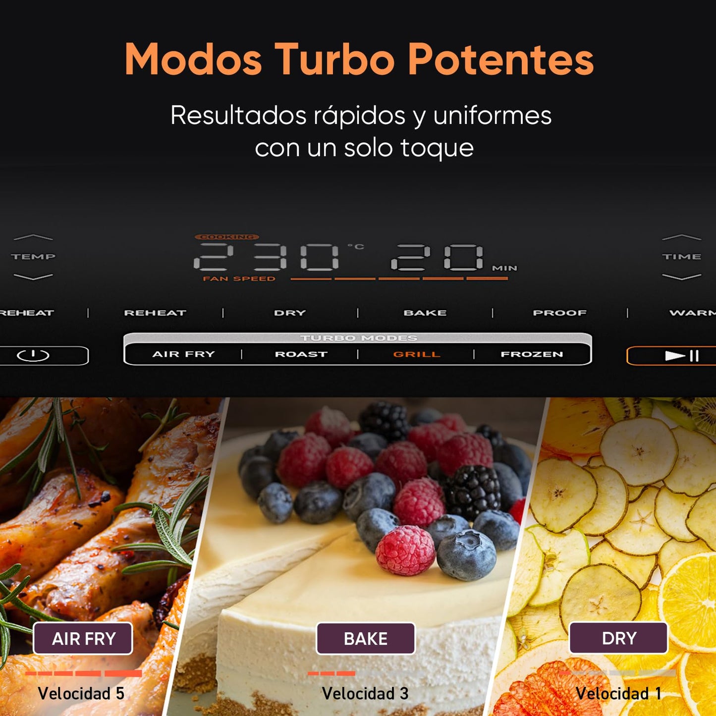 Cosori Freidora de Aire Turbo Blaze 6L, Interior Metálico, Motor DC Exclusivo, 46% Más Rápida, 30°C-230°C, Programas Completos, 27dB Silencioso