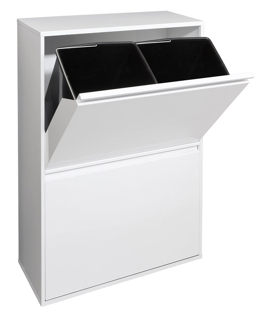 Arregui Cubo de Basura y Reciclaje de Acero, 4 Compartimentos (4x17 L / 68 L Total), para Cocina/Casa/Oficina, Blanco