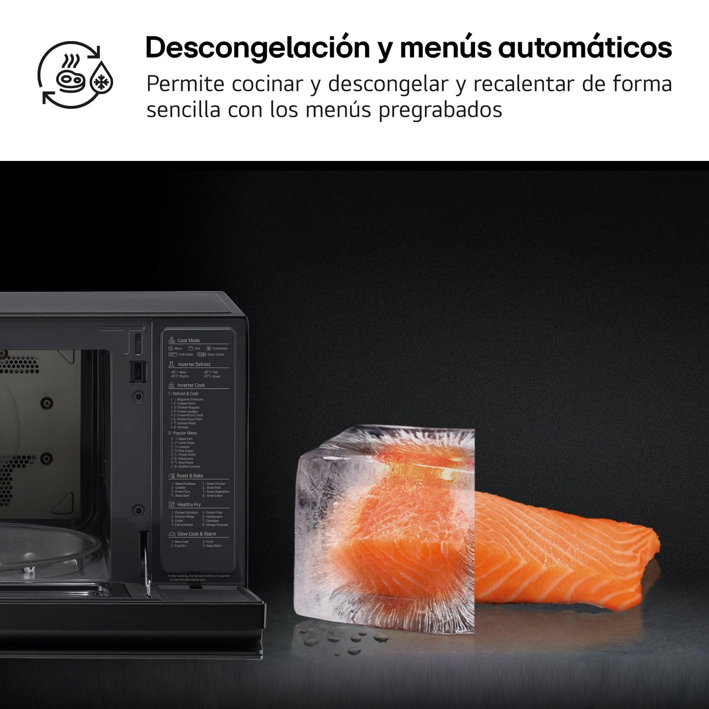 LG MJ3965BPS Horno Microondas 4 en 1, 39 Litros, 1100 W, Display Digital, Smart Inverter y EasyClean, Negro