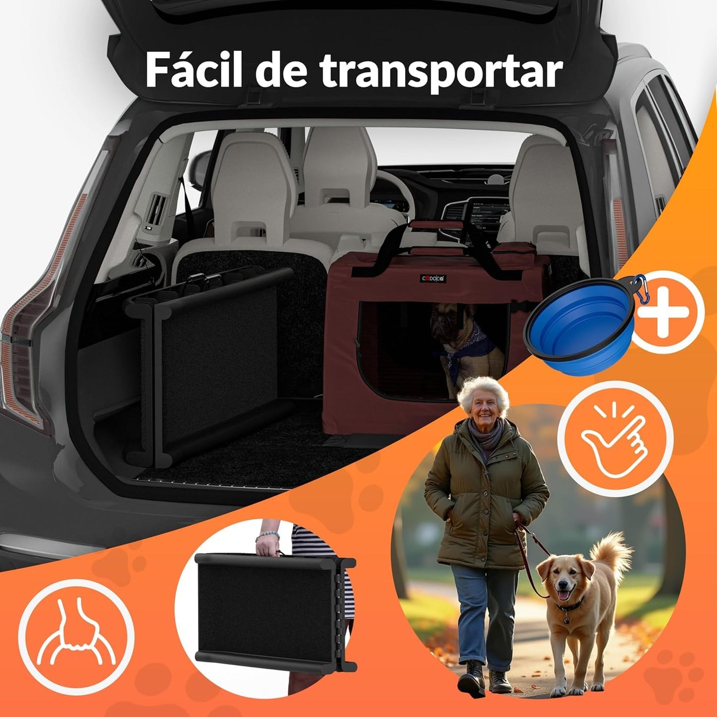CADOCA® Rampa para Perros Coche, Plegable, 156x40cm, 90 KG Capacidad, Ligera, Antideslizante