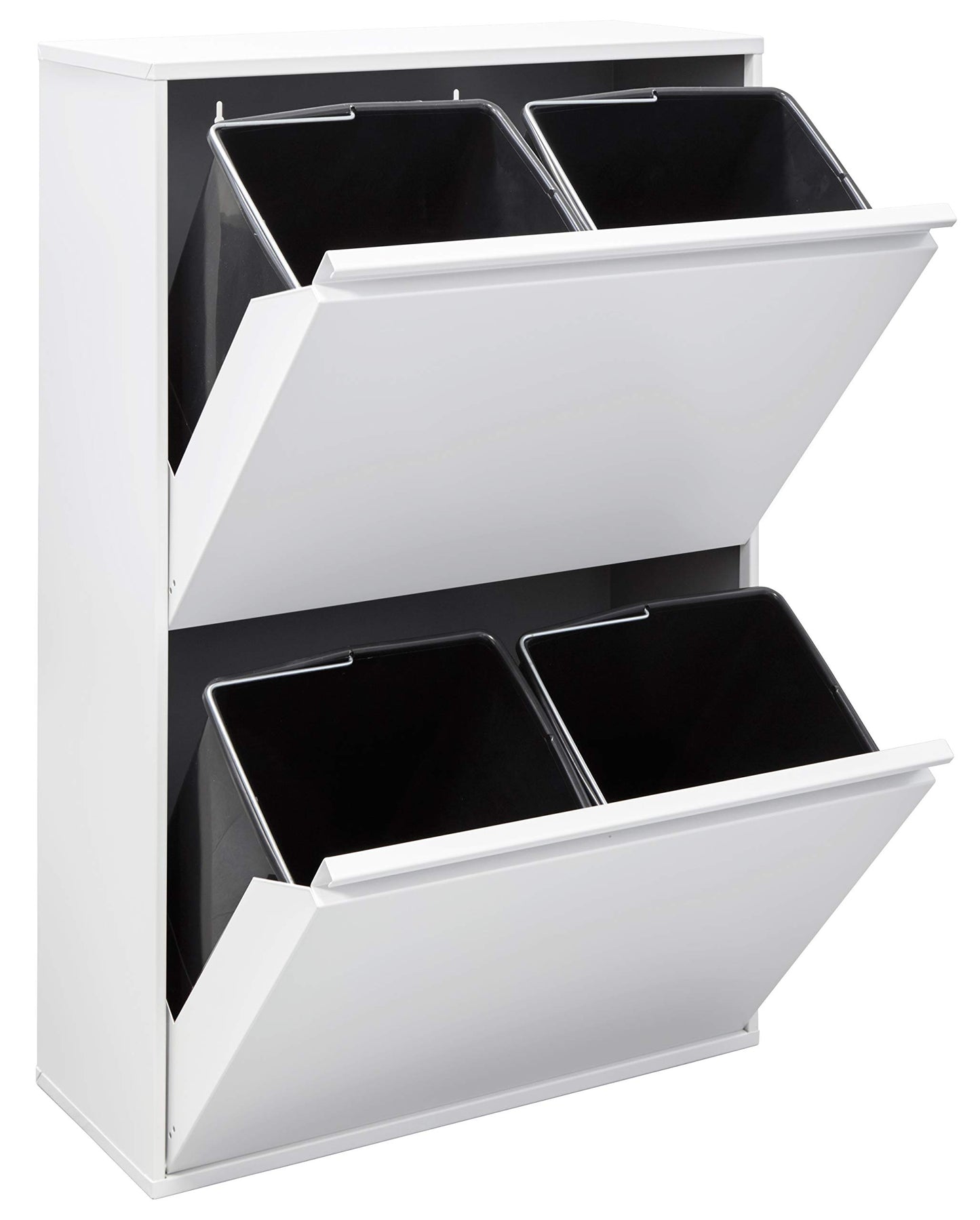 Arregui Cubo de Basura y Reciclaje de Acero, 4 Compartimentos (4x17 L / 68 L Total), para Cocina/Casa/Oficina, Blanco