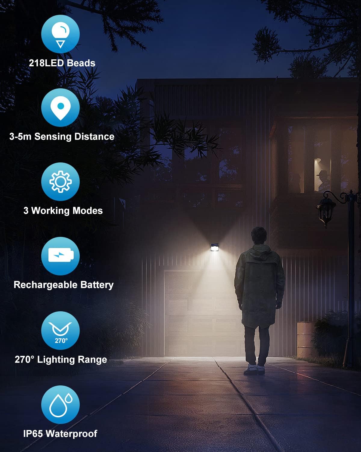 SEZAC Luz Solar Exterior (6 Paq.), 3 Modos, 270°, Sensor de Movimiento, IP65