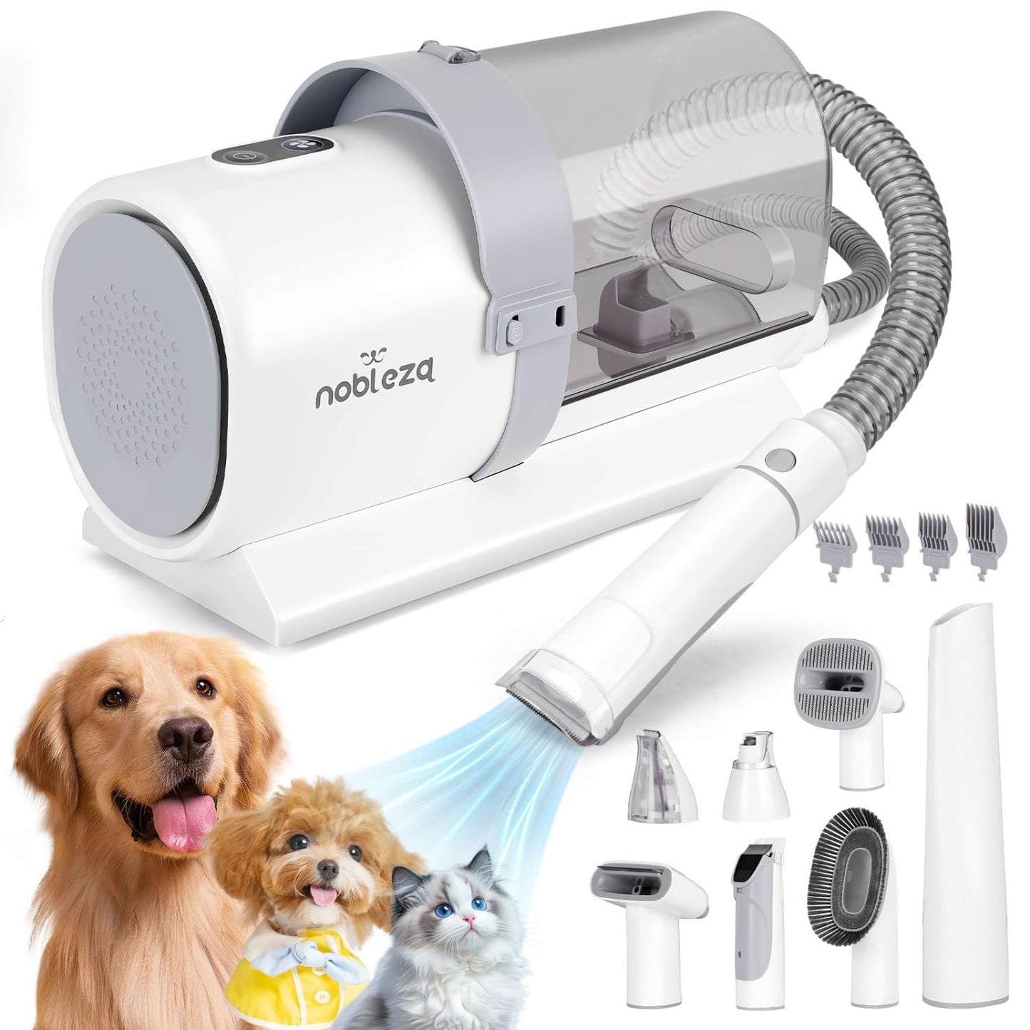 Nobleza Aspirador Pelos Mascotas 2.5L, Cortapelos con Aspiradora, 12000Pa, 7 en 1