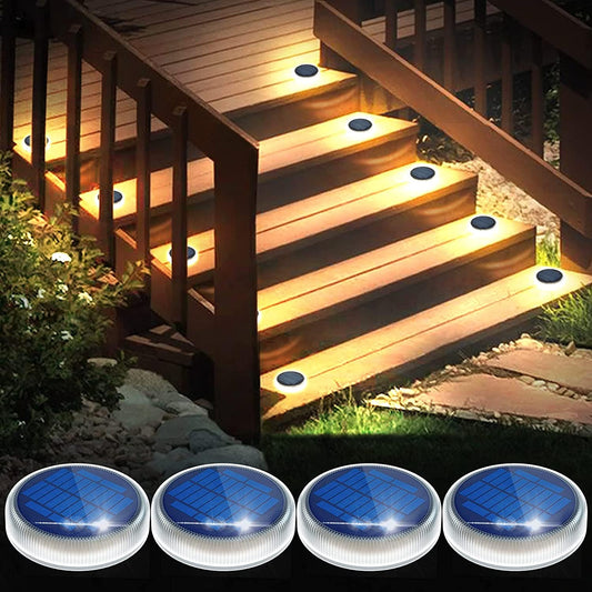 YiLaie Luces Solares Deck/Jardín, 24 LED, 360°, IP68 Impermeable, Blanco Cálido (4 Pack)