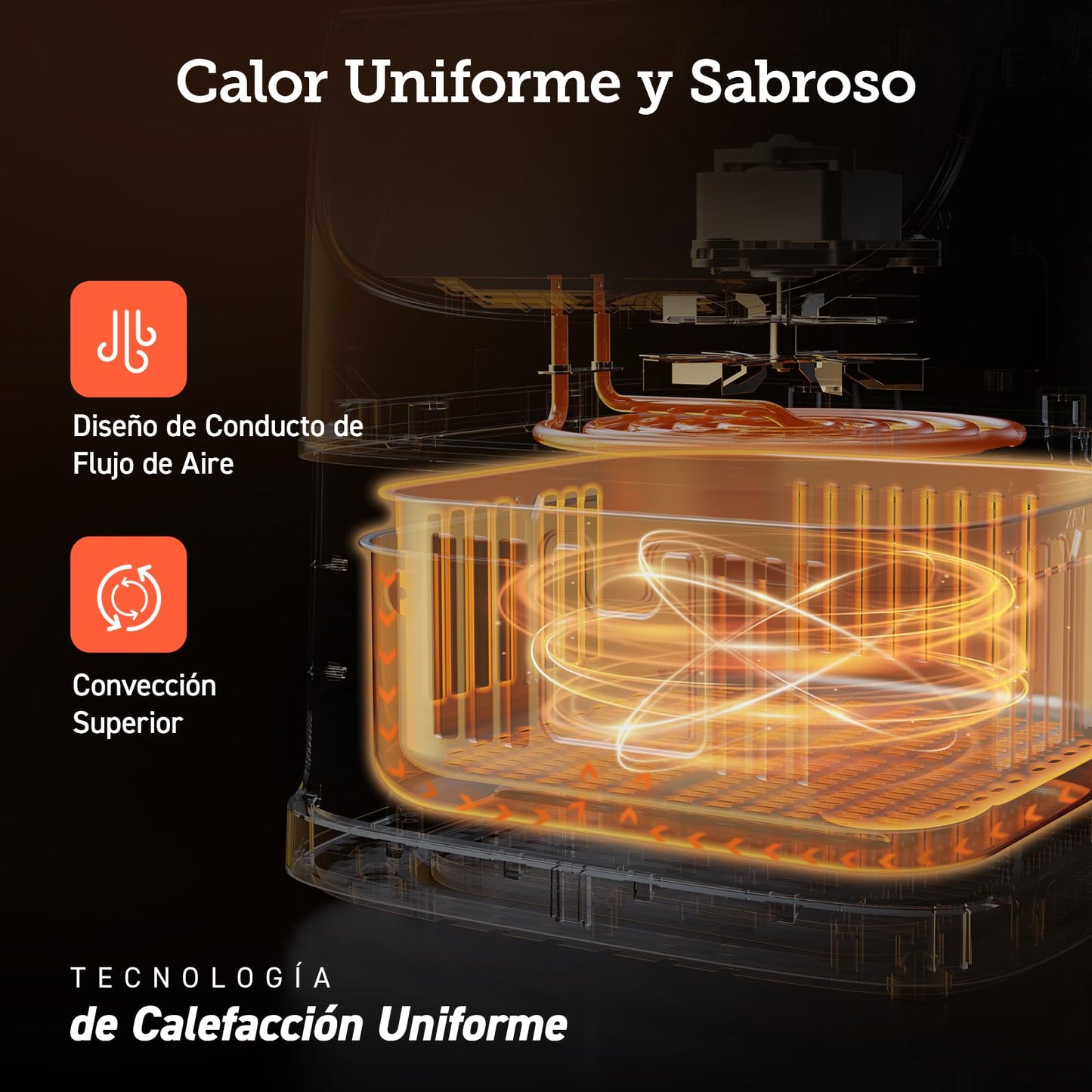 Cosori Freidora de Aire 5.5L, Interior Metรกlico, Calefacciรณn Uniforme, 100 Recetas, 1700W