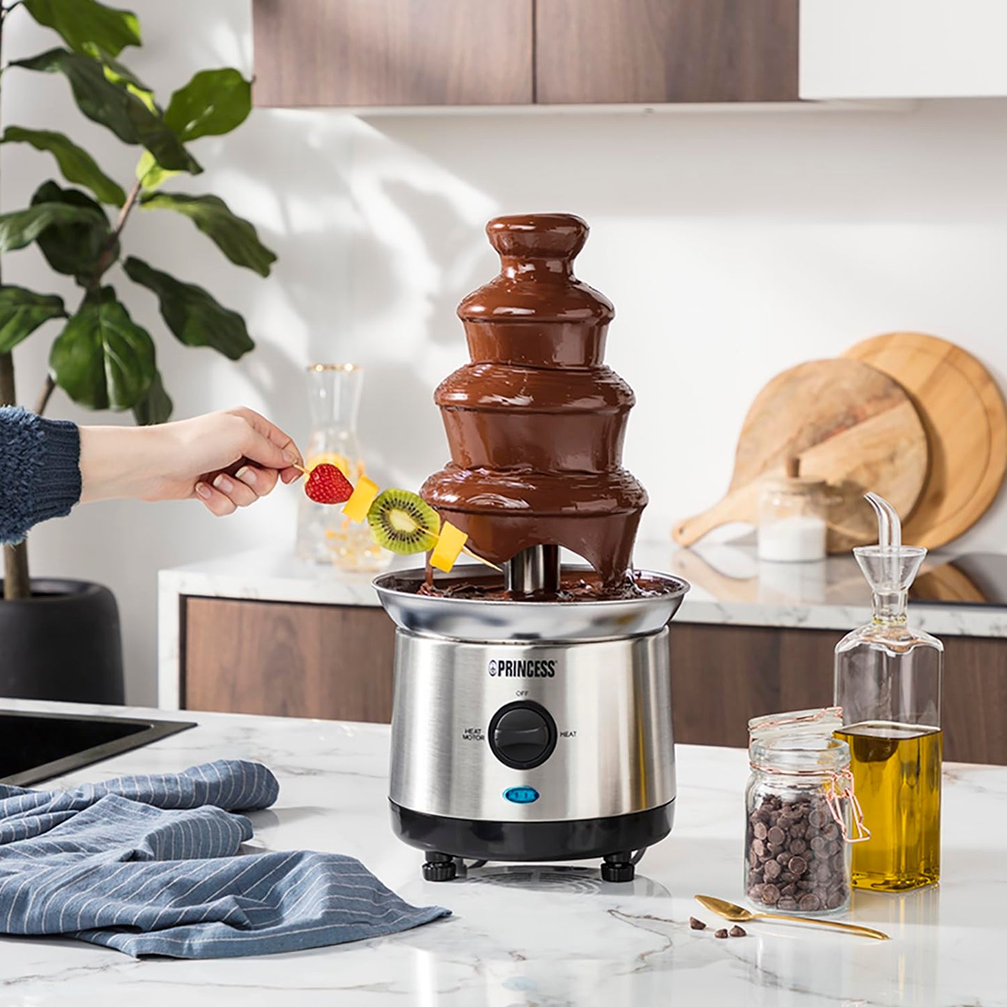 Princess Fuente de Chocolate XXL, 1.1 Litros, 4 Alturas, Acero Inoxidable, 190 W