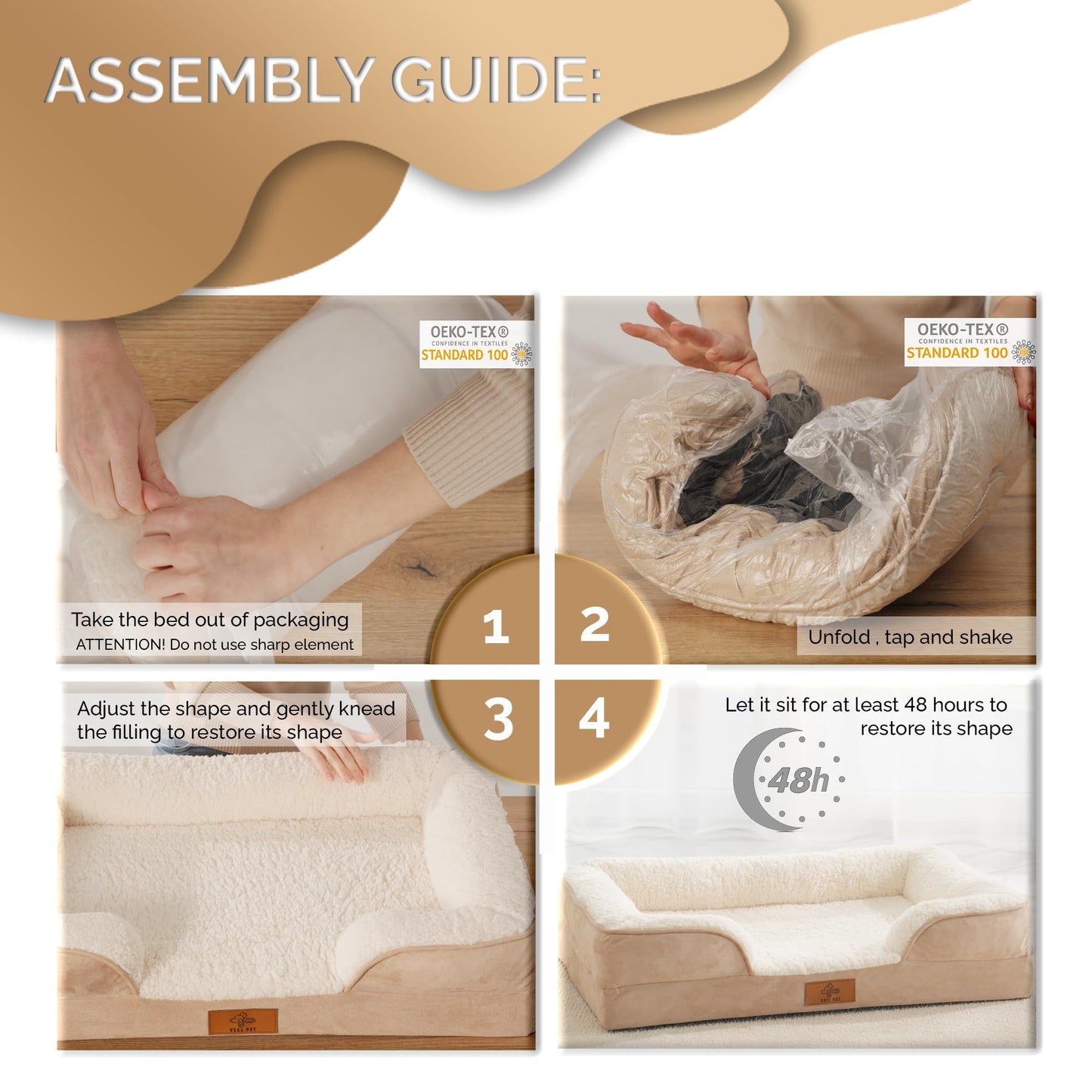 VEEL PET Cama Perro Pequeño, Espuma Memory Foam Viscoelástica, Ortopédica, Lavable, Funda Impermeable, Small