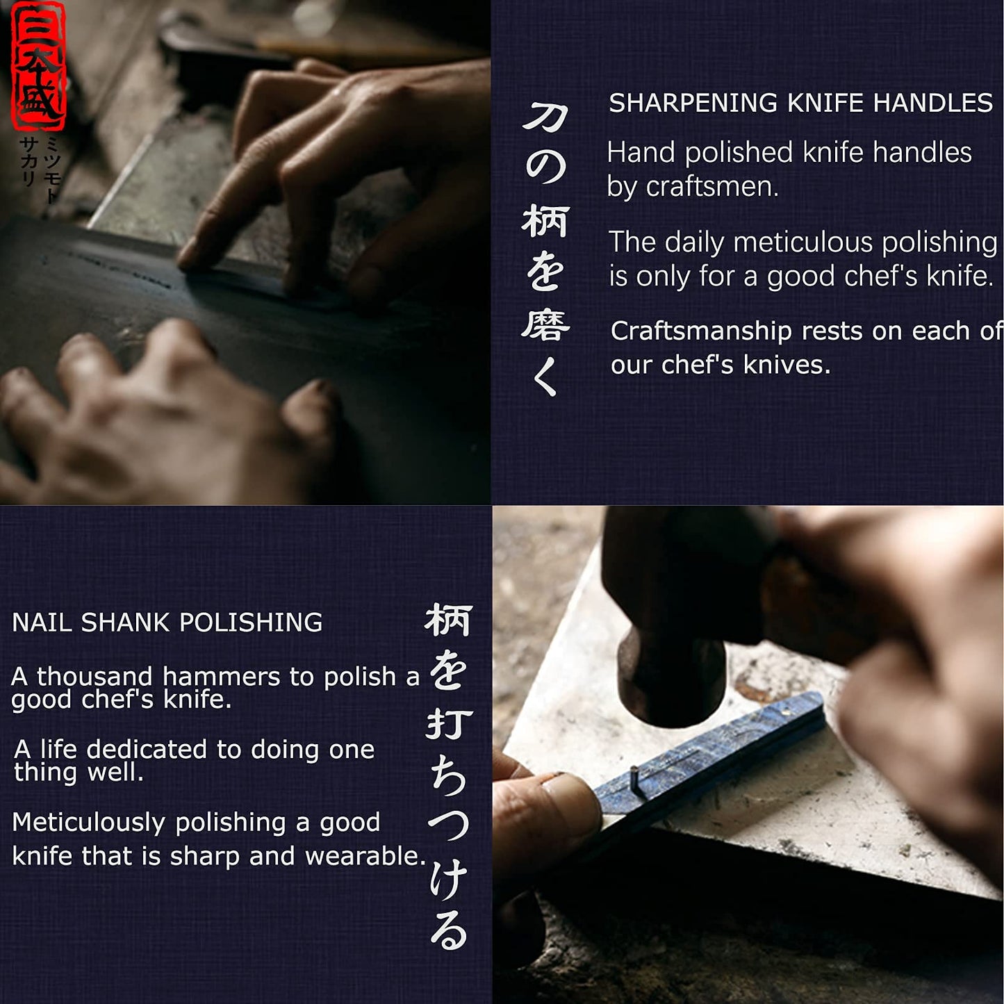 MITSUMOTO SAKARI Cuchillo Gyuto (20 cm), Japonés, Acero Alto Carbono, Forjado a Mano
