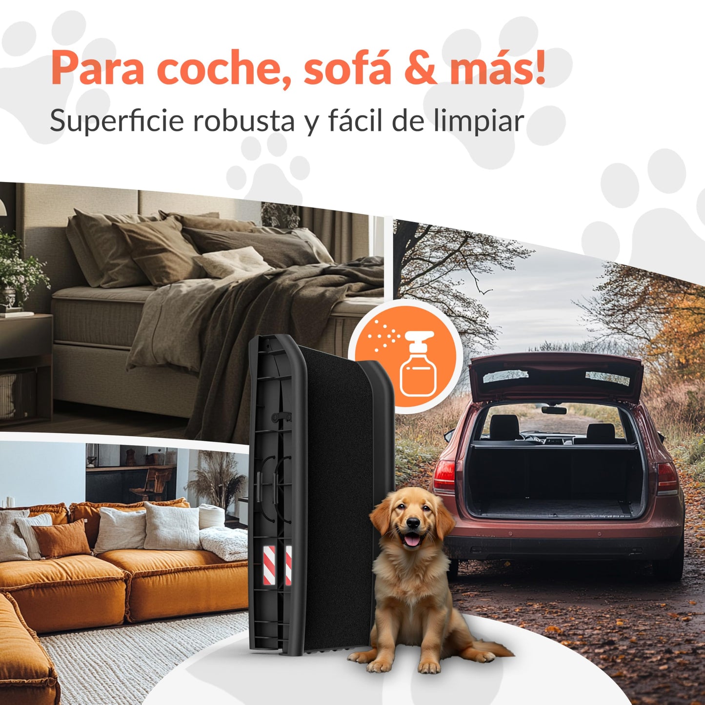 CADOCA® Rampa para Perros Coche, Plegable, 156x40cm, 90 KG Capacidad, Ligera, Antideslizante