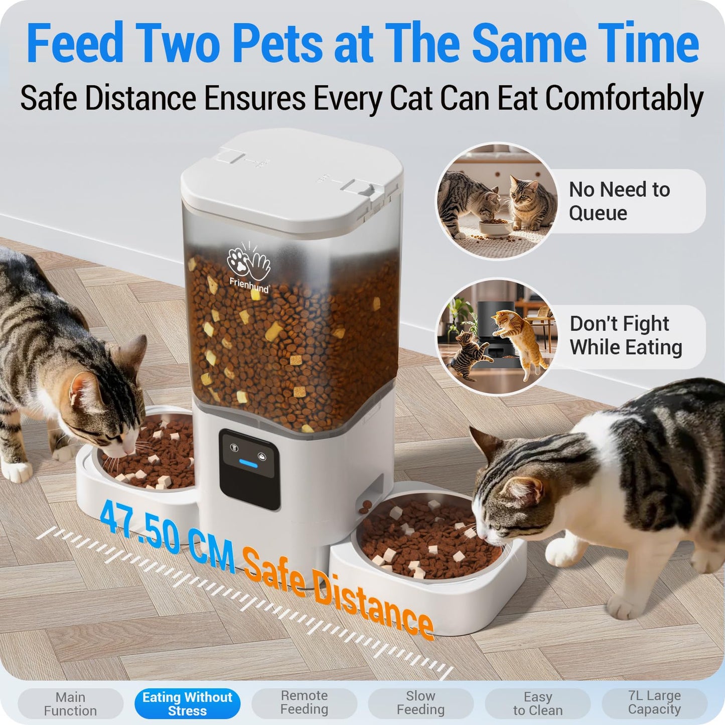 Frienhund Comedero Automático Doble, WiFi 5G, 7L, Compatible con Alexa