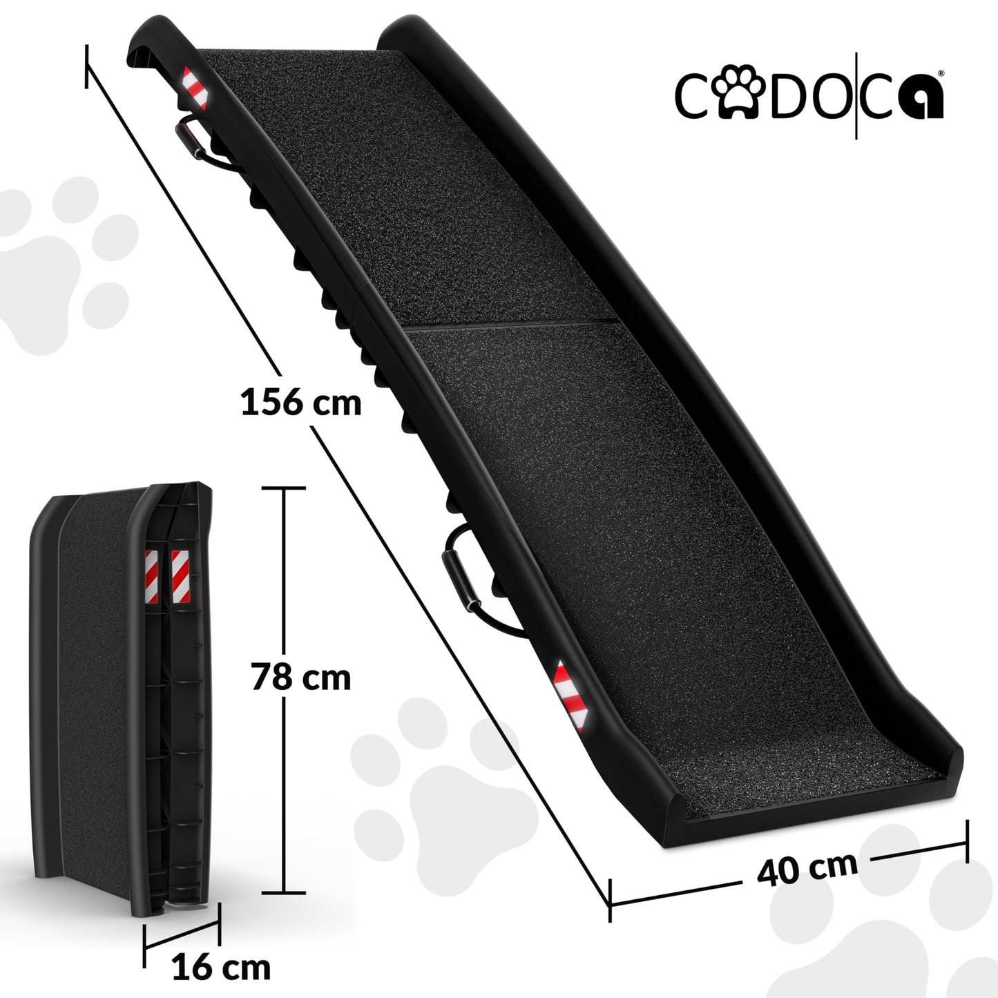 CADOCA® Rampa para Perros Coche, Plegable, 156x40cm, 90 KG Capacidad, Ligera, Antideslizante