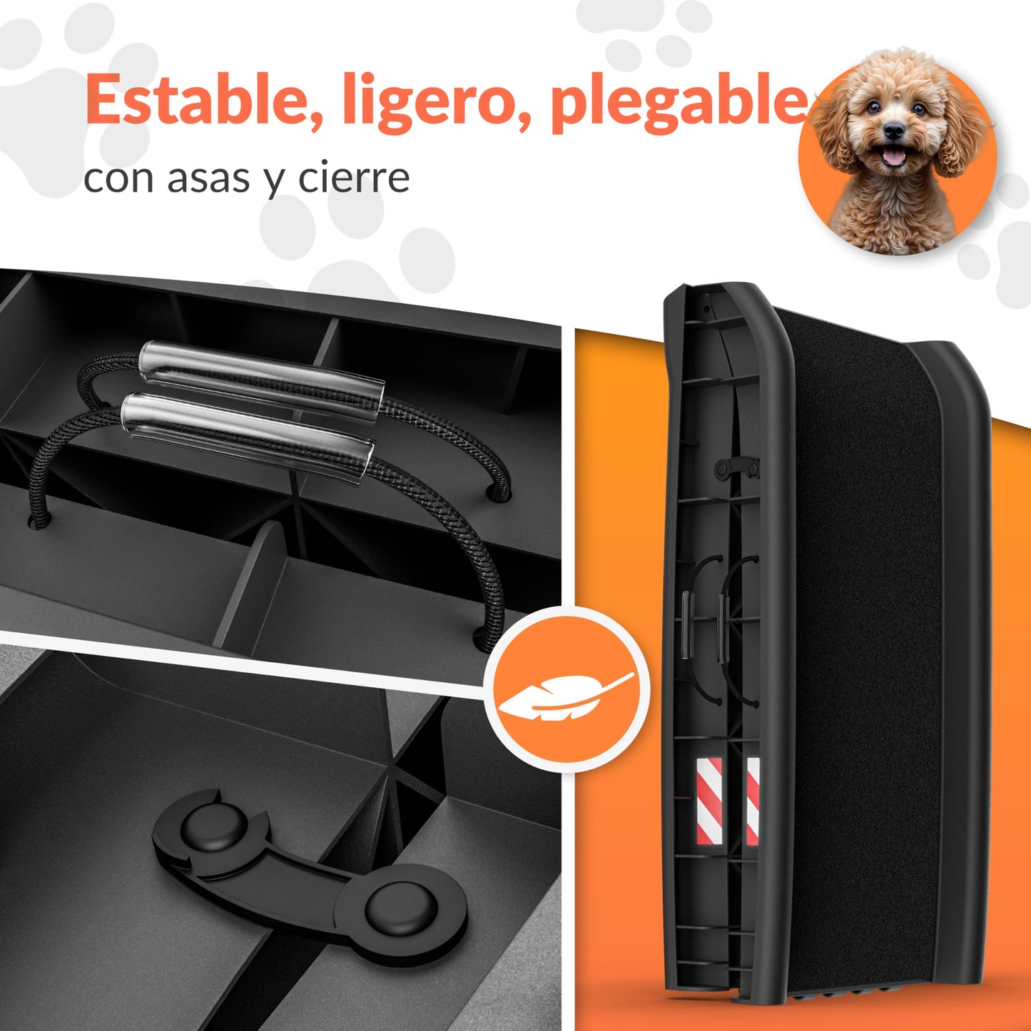 CADOCA® Rampa para Perros Coche, Plegable, 156x40cm, 90 KG Capacidad, Ligera, Antideslizante