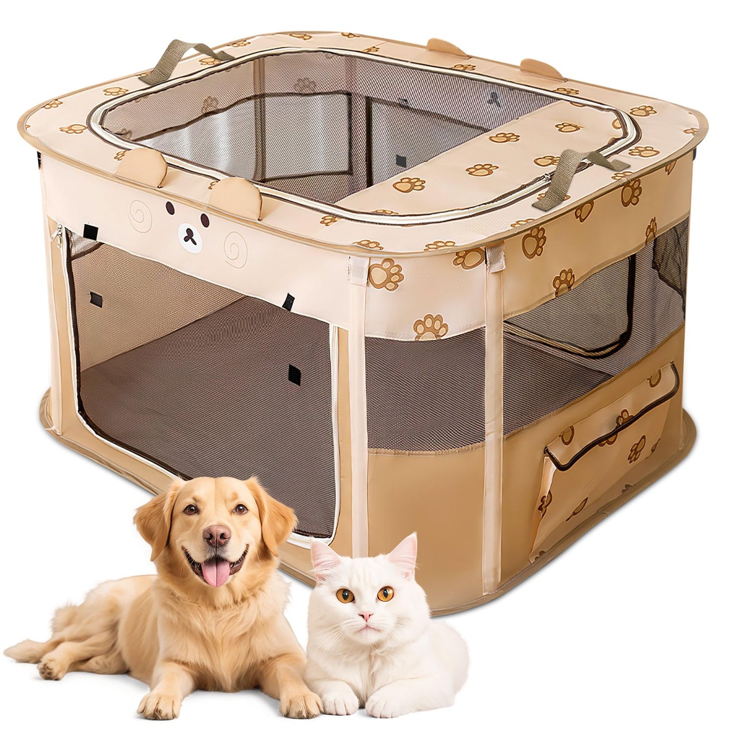 ALLSOPETS Parque/Recinto Plegable para Perros/Gatos, Portátil (Interior/Exterior/Viajes), XL