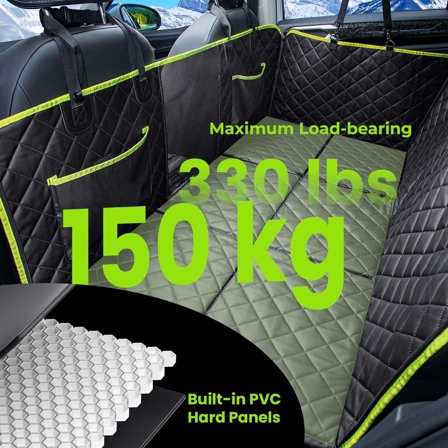 Pecute Funda Coche Perro, Fondo Duro, 3 en 1 (Funda/Extensor/Barrera), Impermeable, hasta 150 kg