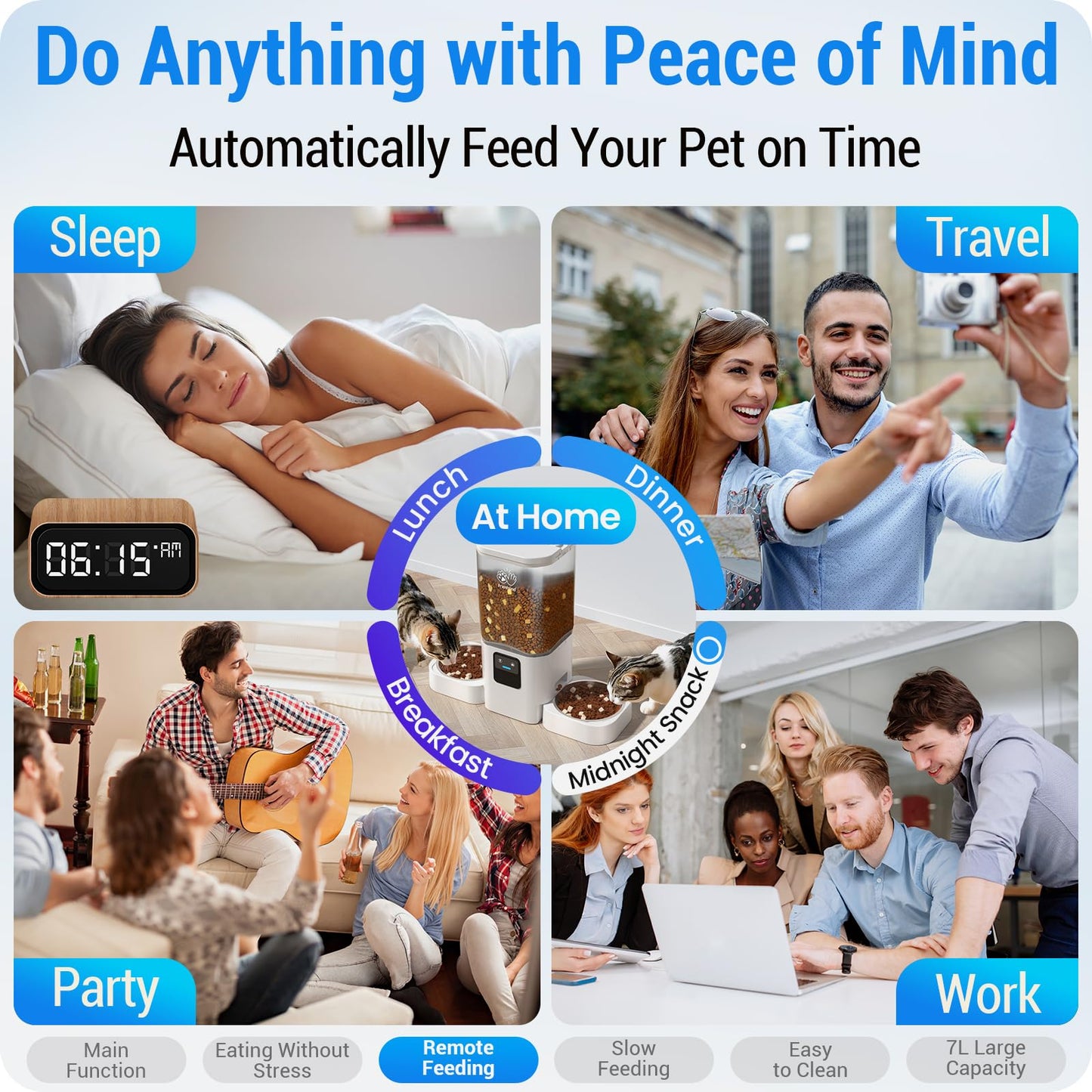 Frienhund Comedero Automático Doble, WiFi 5G, 7L, Compatible con Alexa