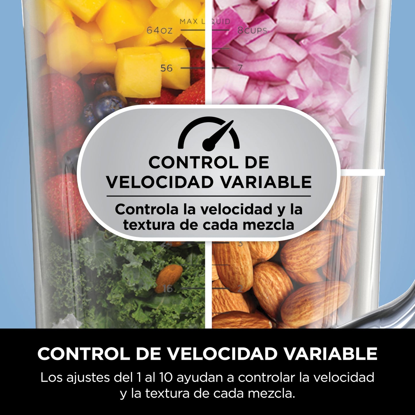 Ninja Detect Power Pro Batidora de Vaso (1200W), Jarra 2 L (1900 ml Máx.), para Smoothies, Picar Verduras y Bebidas Congeladas, Negro, TB201EU