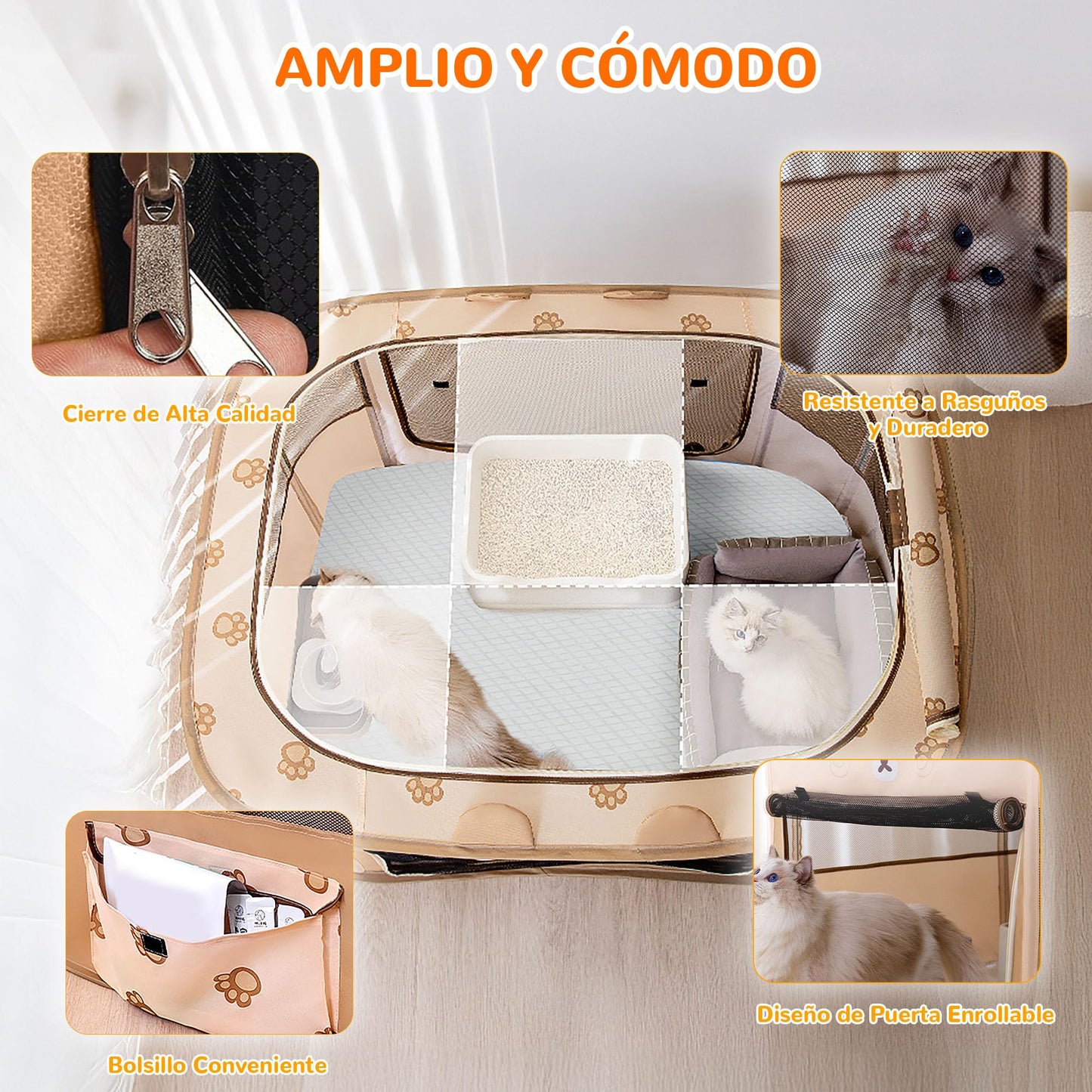 ALLSOPETS Parque/Recinto Plegable para Perros/Gatos, Portátil (Interior/Exterior/Viajes), XL