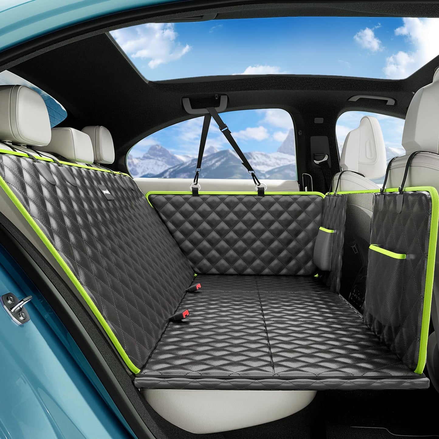 Pecute Funda Coche Perro, Fondo Duro, 3 en 1 (Funda/Extensor/Barrera), Impermeable, hasta 150 kg
