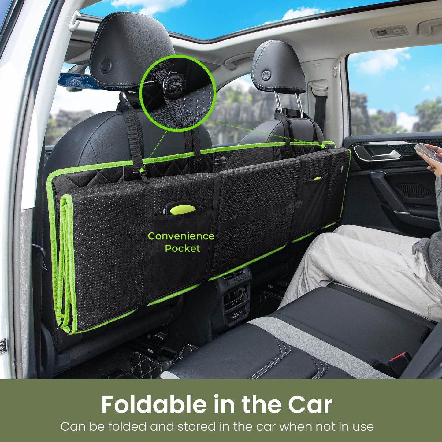 Pecute Funda Coche Perro, Fondo Duro, 3 en 1 (Funda/Extensor/Barrera), Impermeable, hasta 150 kg
