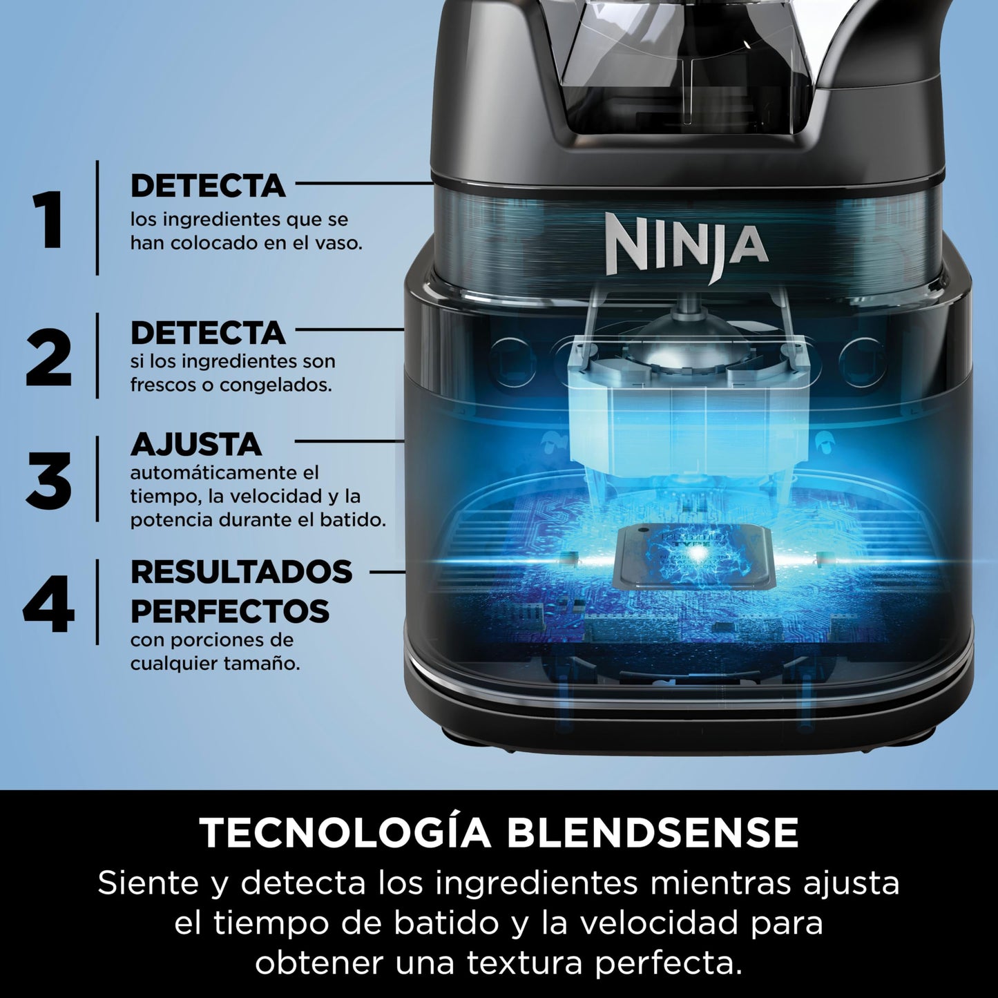 Ninja Detect Power Pro Batidora de Vaso (1200W), Jarra 2 L (1900 ml Máx.), para Smoothies, Picar Verduras y Bebidas Congeladas, Negro, TB201EU