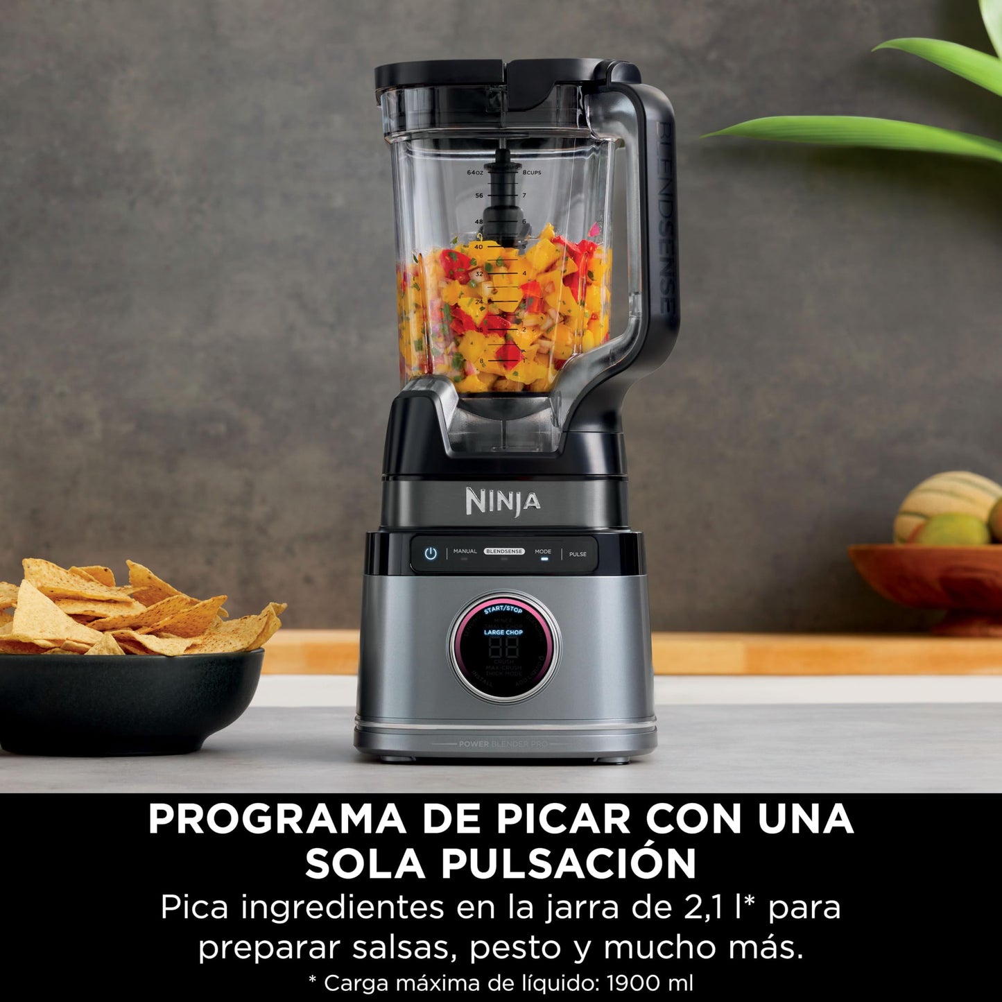 Ninja Detect Power Pro Batidora de Vaso (1200W), Jarra 2 L (1900 ml Máx.), para Smoothies, Picar Verduras y Bebidas Congeladas, Negro, TB201EU
