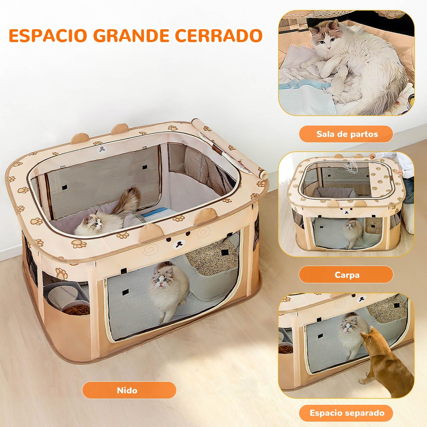 ALLSOPETS Parque/Recinto Plegable para Perros/Gatos, Portátil (Interior/Exterior/Viajes), XL