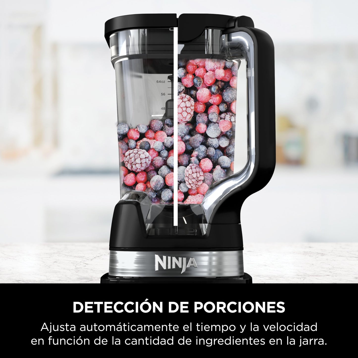 Ninja Detect Power Pro Batidora de Vaso (1200W), Jarra 2 L (1900 ml Máx.), para Smoothies, Picar Verduras y Bebidas Congeladas, Negro, TB201EU