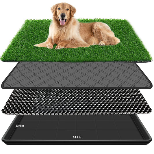 Embellbatt Inodoro para Perros (60x90cm), Pipican en Casa, Bandeja Empapadores, Césped Artificial con Bandeja, Tapete de Entrenamiento (Interior/Exterior)