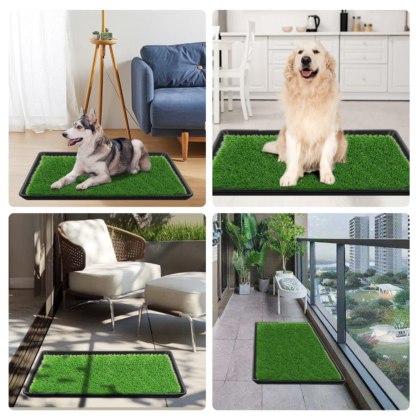 Embellbatt Inodoro para Perros (60x90cm), Pipican en Casa, Bandeja Empapadores, Césped Artificial con Bandeja, Tapete de Entrenamiento (Interior/Exterior)